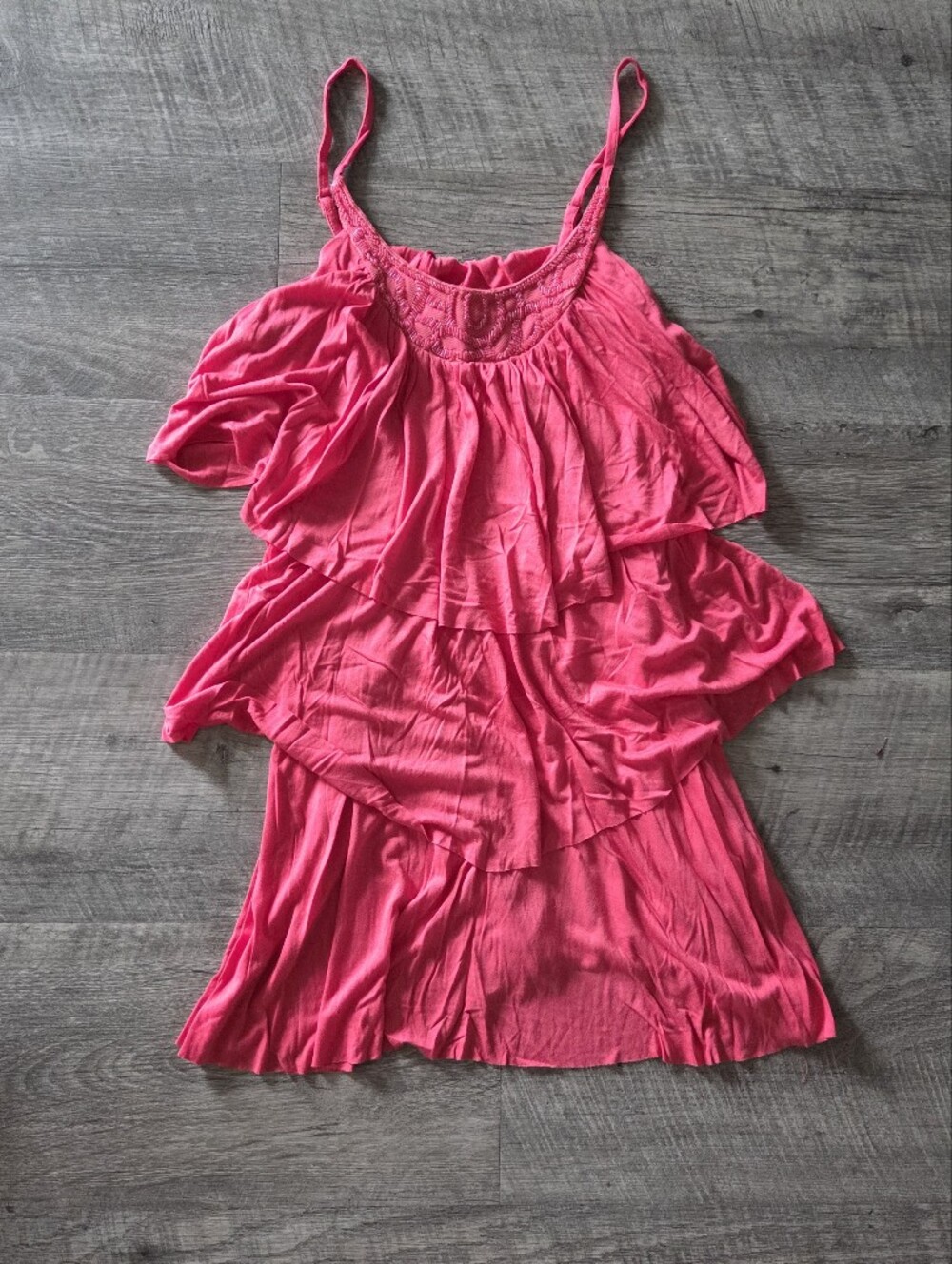 Forever 21 Hot Pink Beaded Tiered Dress.